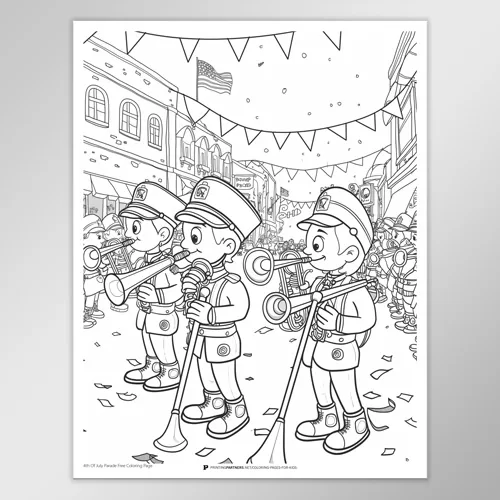 Vibrant 4th of July Parade Coloring Page