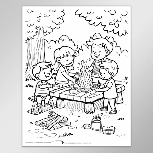 Backyard 4th of July Coloring Page