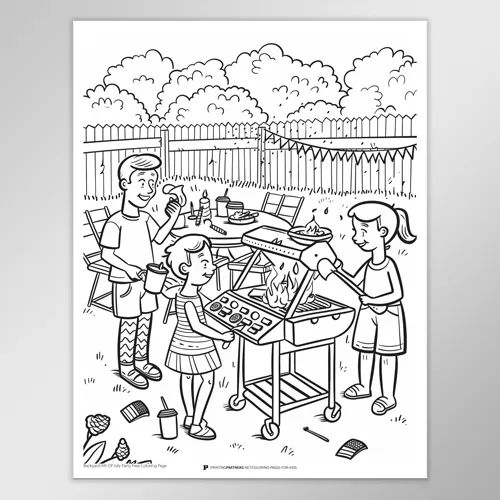 Backyard 4th of July Coloring Page