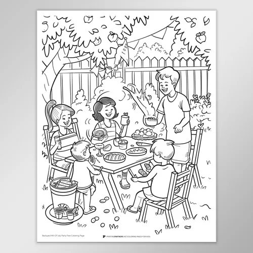 Festive Backyard 4th of July Coloring Page