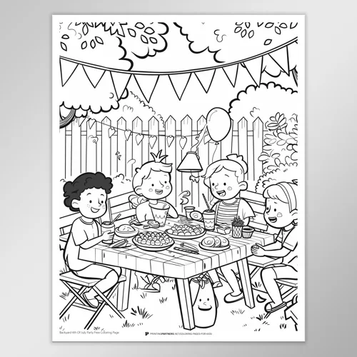 Backyard 4th of July Scene Coloring Page