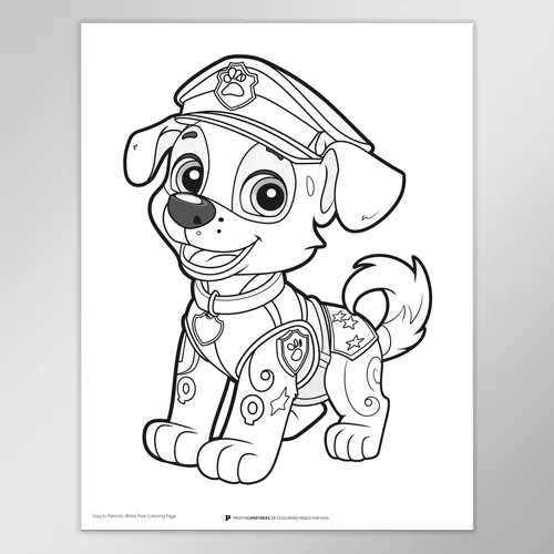 Dog in Patriotic Attire Coloring Page