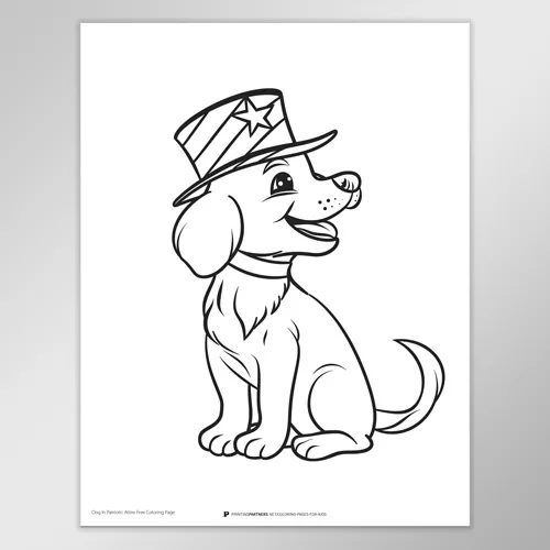 Dog in Patriotic Attire Coloring Page