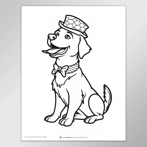 Dog in Patriotic Attire Coloring Page