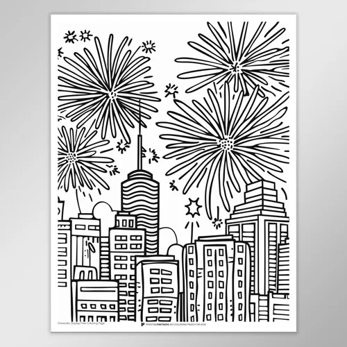 Fireworks Display Coloring Page