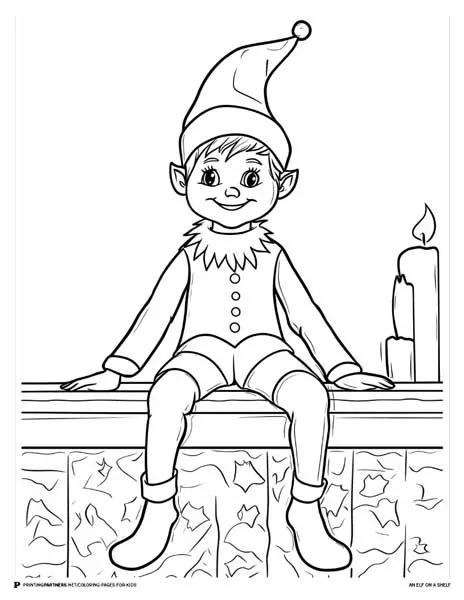 An Elf on a Shelf - Holiday Coloring Page