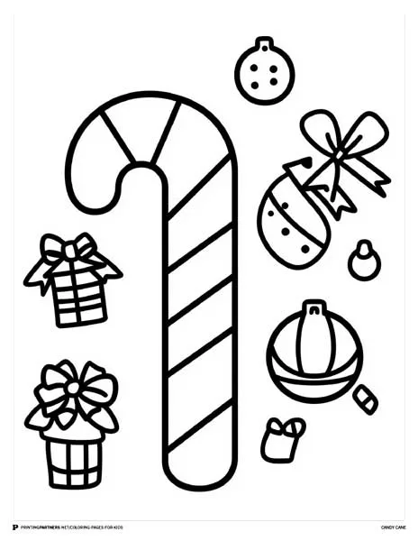 Candy Cane - Festive Holiday Coloring Page