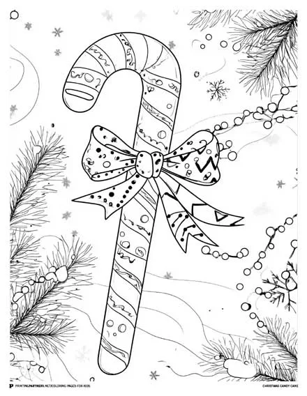 Christmas Candy Cane - Festive Coloring Page for Kids