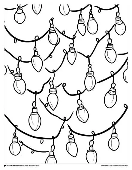 Christmas Light Strings - Festive Coloring Page for Kids