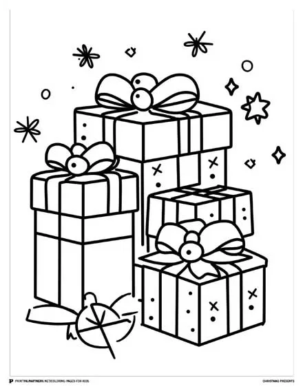 Christmas Presents - Holiday Coloring Page for Kids