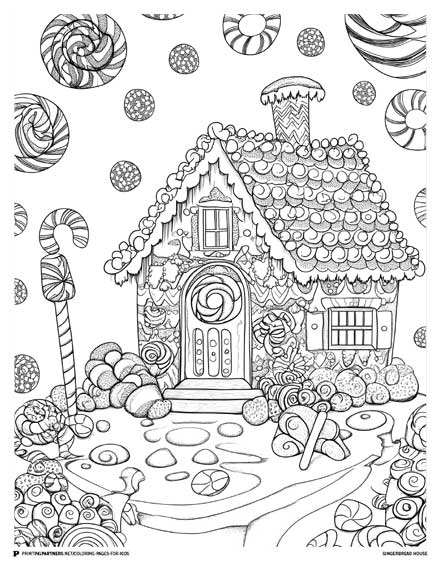 Gingerbread House - Christmas Coloring Page