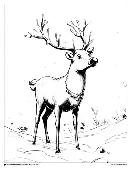 Santa’s Reindeer - Christmas Coloring Page for Kids