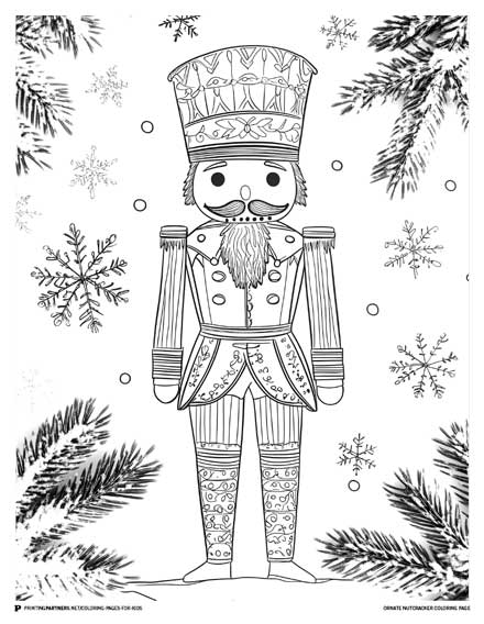 Ornate Nutcracker - Christmas Coloring Page for Kids