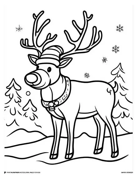 Santa's Reindeer - Festive Coloring Page for Kids