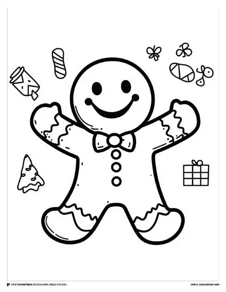 Simple Gingerbread Man - Festive Coloring Page