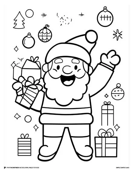 Simple Santa Claus - Holiday Coloring Page